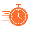 orange stopwatch icon symbolizing time management and urgency related to a context of 13 minutes or challenges