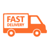 orange delivery van with fast delivery text promoting efficient service for five star orders