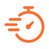orange stopwatch icon representing speed and efficiency for 10 time management tips