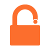 orange unlocked padlock symbol representing security and freedom key features of 14 security solutions