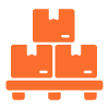 orange boxes stacked on a pallet with a focus on organization for a warehouse or storage setting 26 items in view and efficient arrangement