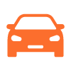 orange car icon representing automotive design and 4 wheel transportation options