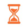 orange hourglass icon representing time management and efficiency for 28 tasks or activities