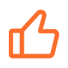 thumbs up icon with orange color symbolizing approval and positivity related to 31 ways to succeed
