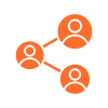 networking connections between different users illustrate collaboration and interaction among eight individuals